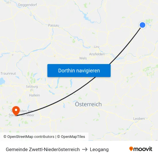 Gemeinde Zwettl-Niederösterreich to Leogang map
