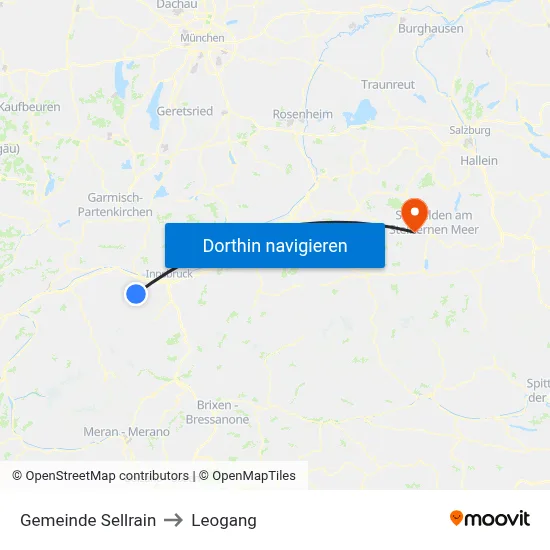 Gemeinde Sellrain to Leogang map