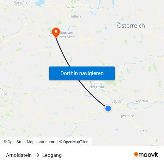 Arnoldstein to Leogang map