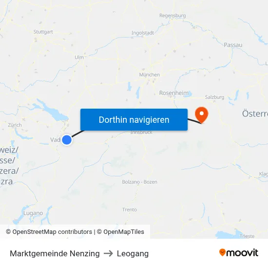 Marktgemeinde Nenzing to Leogang map