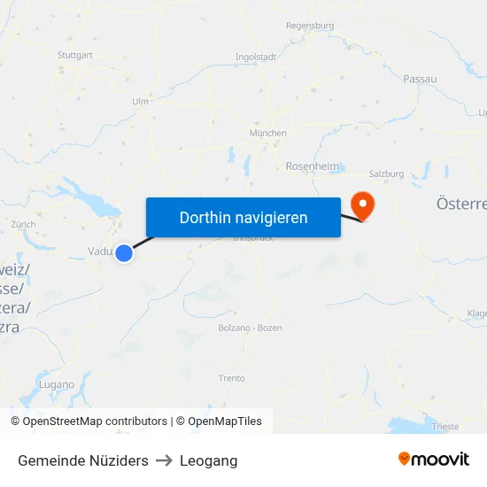 Gemeinde Nüziders to Leogang map