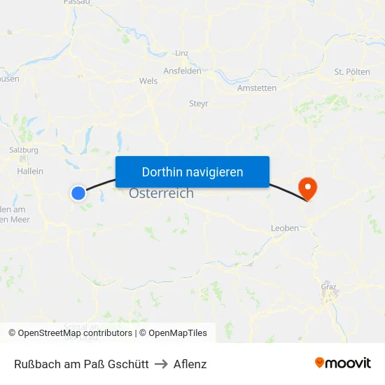 Rußbach am Paß Gschütt to Aflenz map