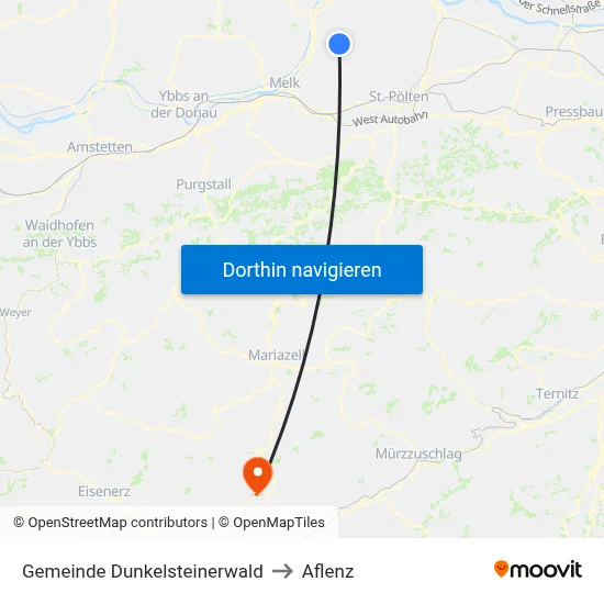 Gemeinde Dunkelsteinerwald to Aflenz map