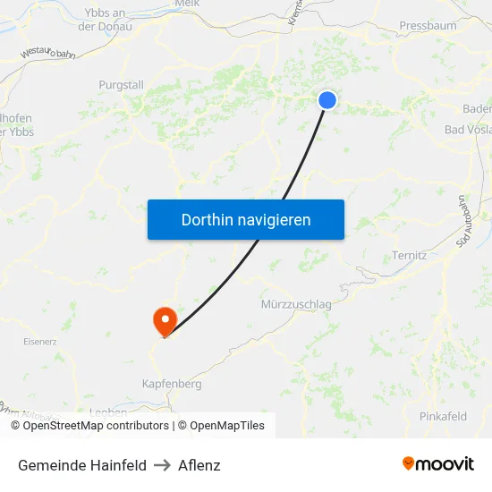 Gemeinde Hainfeld to Aflenz map