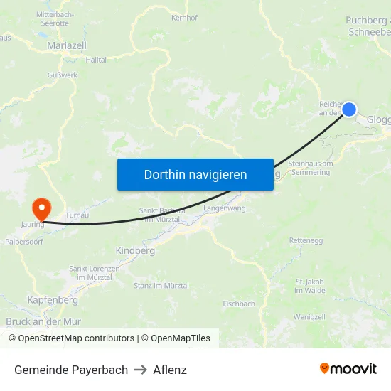 Gemeinde Payerbach to Aflenz map