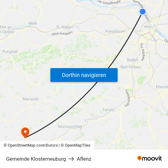 Gemeinde Klosterneuburg to Aflenz map