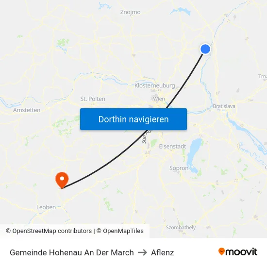 Gemeinde Hohenau An Der March to Aflenz map