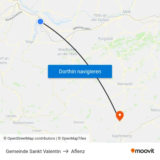 Gemeinde Sankt Valentin to Aflenz map