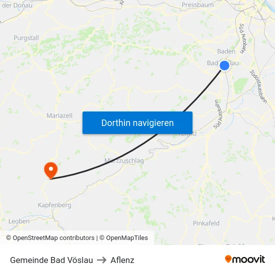 Gemeinde Bad Vöslau to Aflenz map