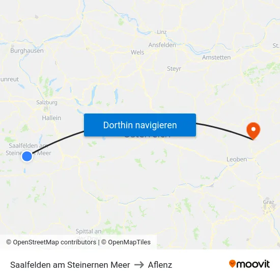 Saalfelden am Steinernen Meer to Aflenz map