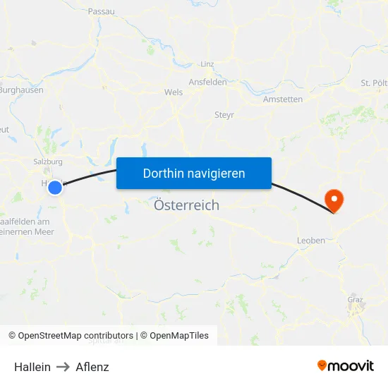 Hallein to Aflenz map