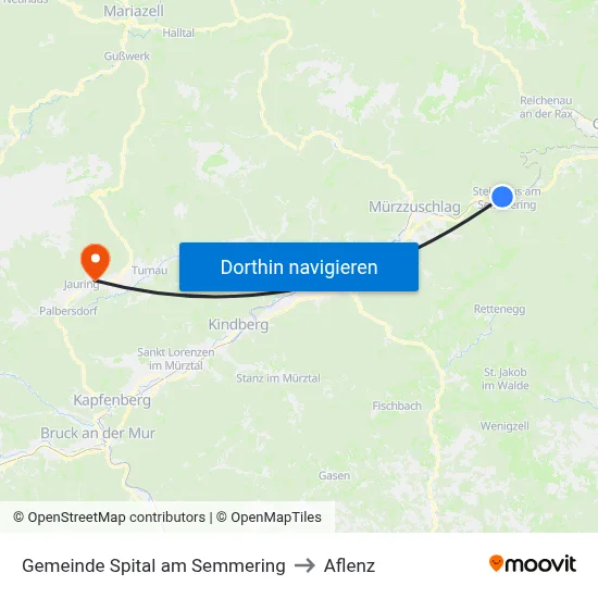 Gemeinde Spital am Semmering to Aflenz map
