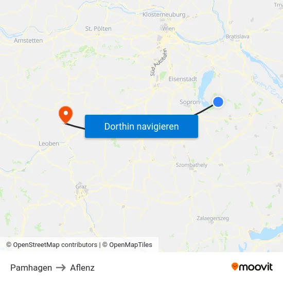 Pamhagen to Aflenz map