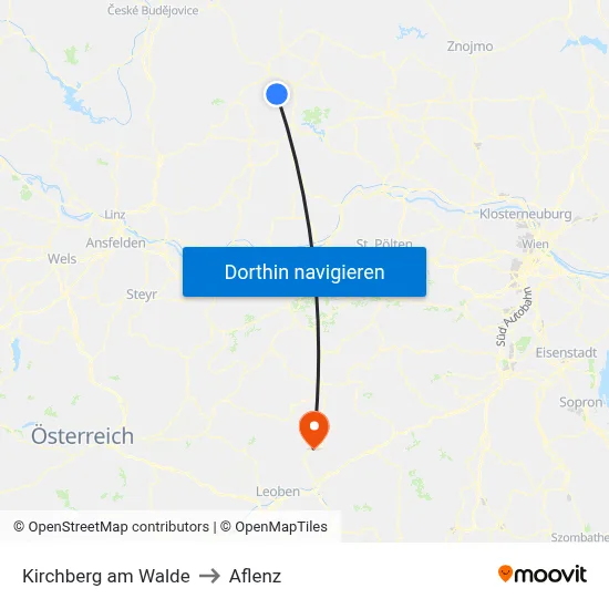 Kirchberg am Walde to Aflenz map