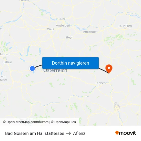 Bad Goisern am Hallstättersee to Aflenz map