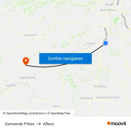 Gemeinde Pitten to Aflenz map