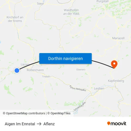Aigen Im Ennstal to Aflenz map