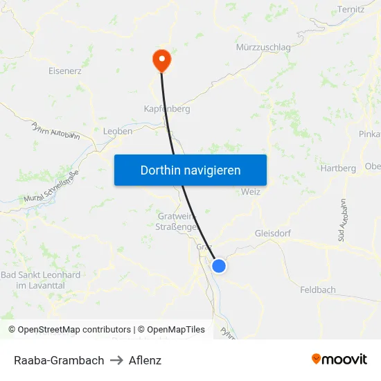 Raaba-Grambach to Aflenz map