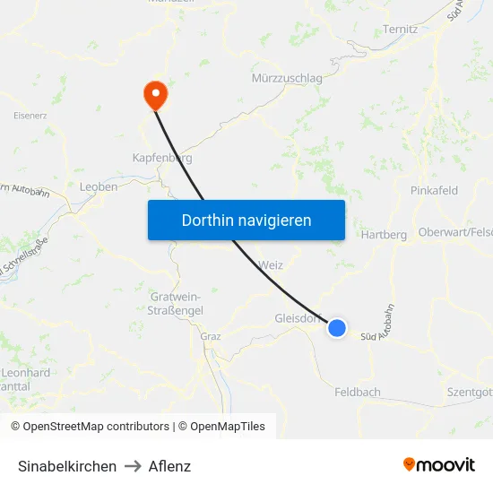 Sinabelkirchen to Aflenz map