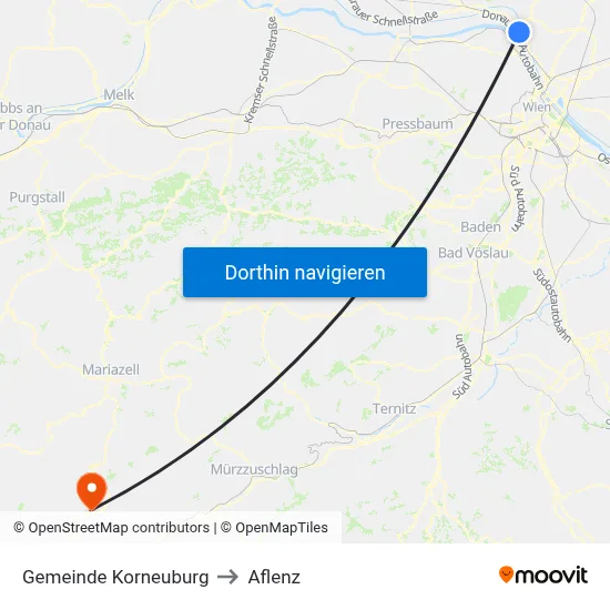 Gemeinde Korneuburg to Aflenz map