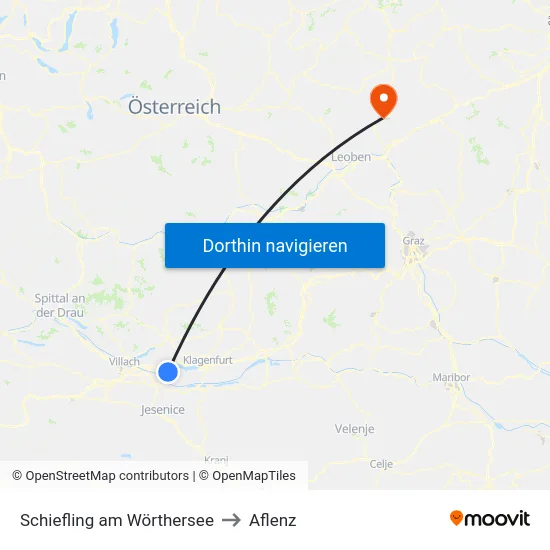 Schiefling am Wörthersee to Aflenz map