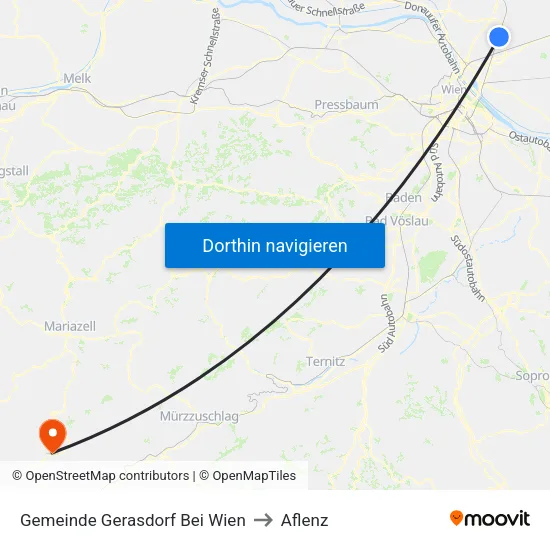 Gemeinde Gerasdorf Bei Wien to Aflenz map