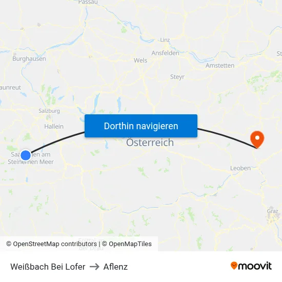 Weißbach Bei Lofer to Aflenz map