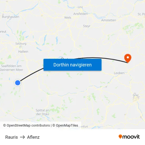 Rauris to Aflenz map