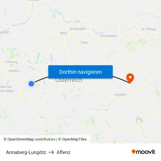 Annaberg-Lungötz to Aflenz map
