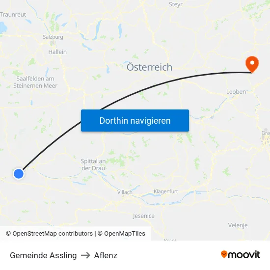 Gemeinde Assling to Aflenz map