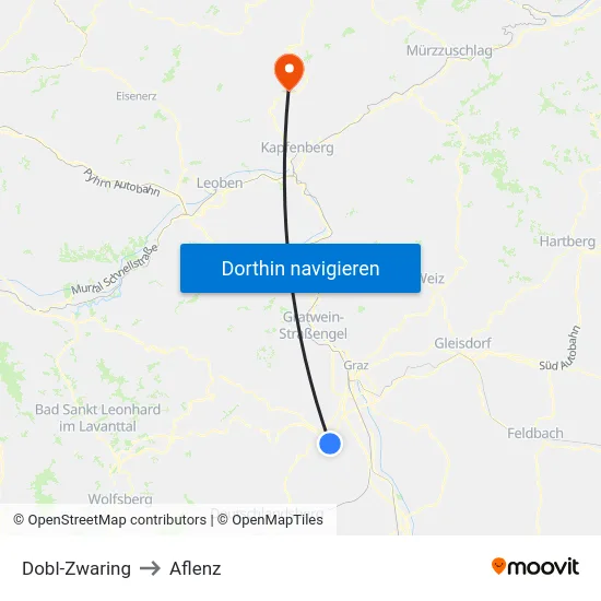 Dobl-Zwaring to Aflenz map