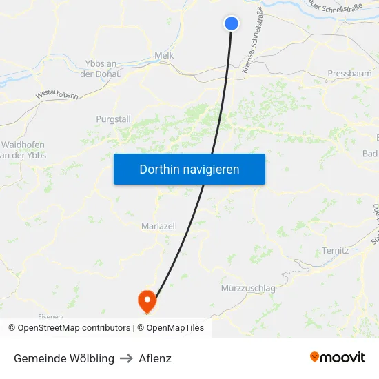 Gemeinde Wölbling to Aflenz map