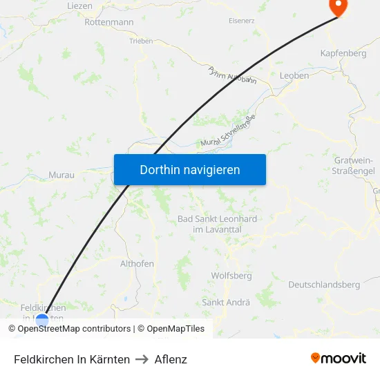 Feldkirchen In Kärnten to Aflenz map