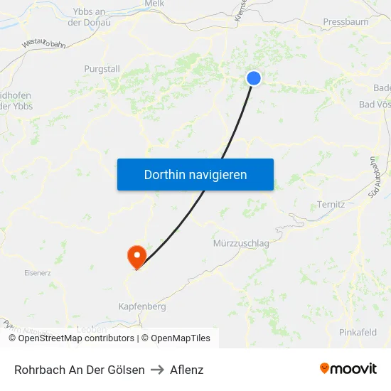 Rohrbach An Der Gölsen to Aflenz map