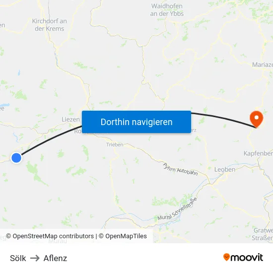 Sölk to Aflenz map