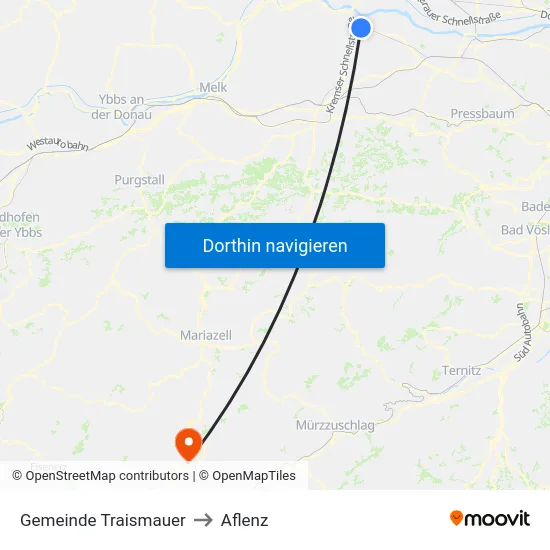 Gemeinde Traismauer to Aflenz map