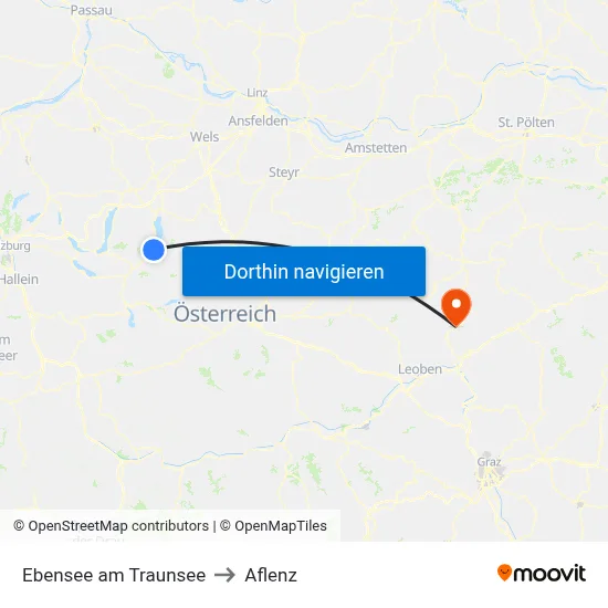 Ebensee am Traunsee to Aflenz map