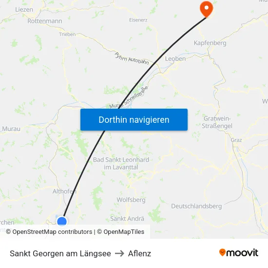 Sankt Georgen am Längsee to Aflenz map