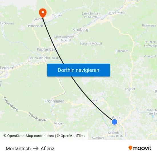 Mortantsch to Aflenz map