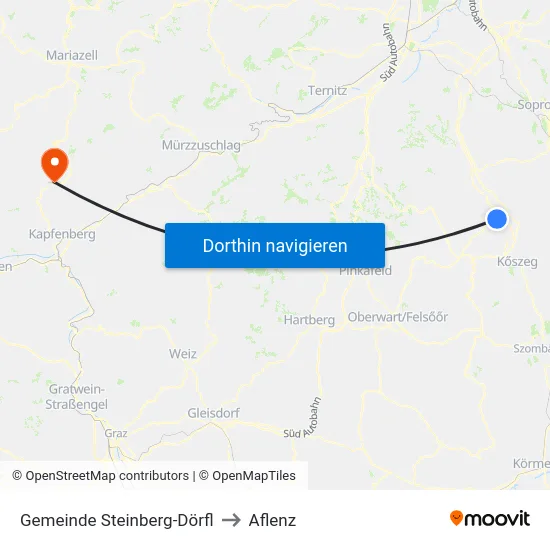 Gemeinde Steinberg-Dörfl to Aflenz map