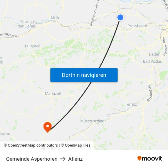 Gemeinde Asperhofen to Aflenz map