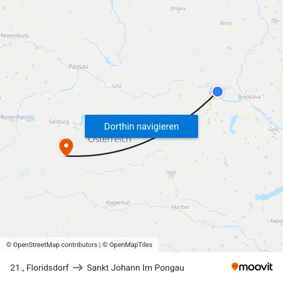 21., Floridsdorf to Sankt Johann Im Pongau map