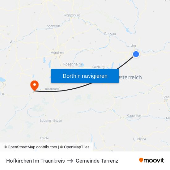 Hofkirchen Im Traunkreis to Gemeinde Tarrenz map