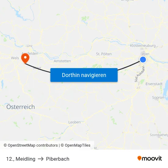 12., Meidling to Piberbach map