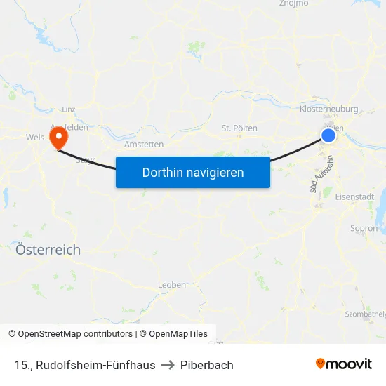 15., Rudolfsheim-Fünfhaus to Piberbach map
