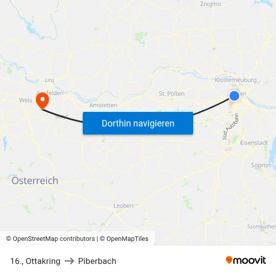 16., Ottakring to Piberbach map