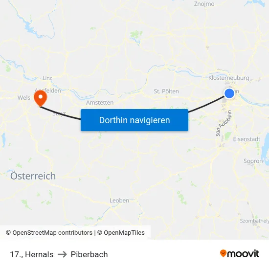 17., Hernals to Piberbach map