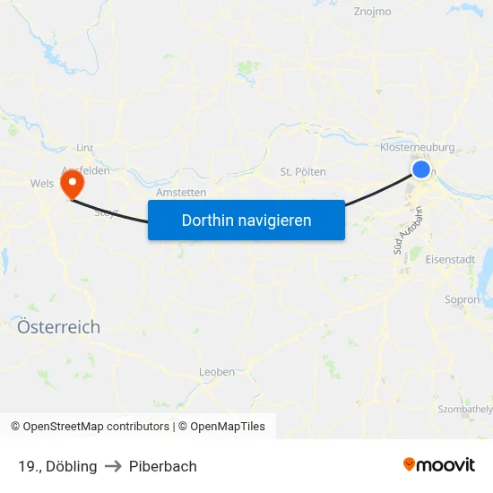 19., Döbling to Piberbach map