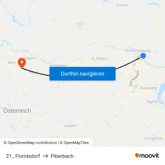 21., Floridsdorf to Piberbach map