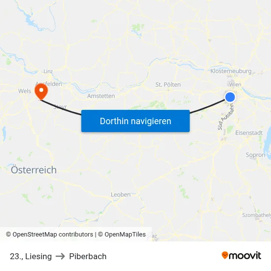 23., Liesing to Piberbach map